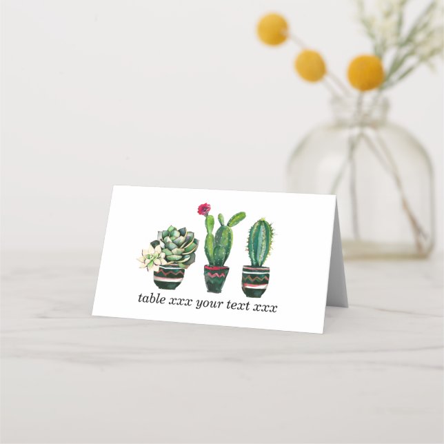 cactus, succulent, watercolor, fiesta, mexican, place card (Front)