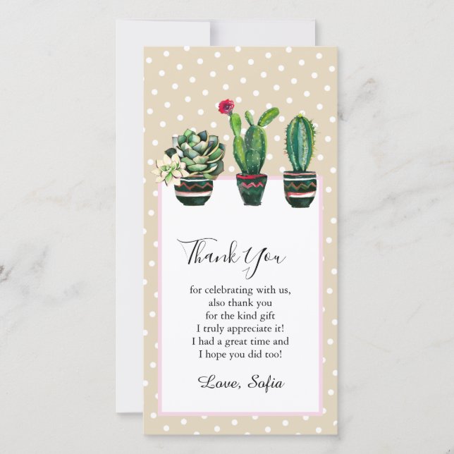 cactus, succulent, watercolor, fiesta, mexican, thank you card (Front)