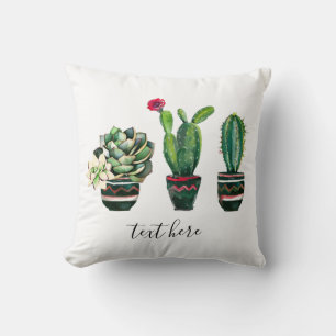 cactus, succulent, watercolor, fiesta, mexican, throw pillow