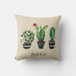cactus, succulent, watercolor, fiesta, mexican, throw pillow