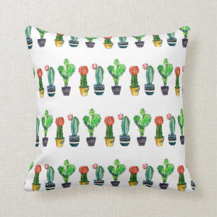 cactus, succulent, watercolor, fiesta, mexican, throw pillow
