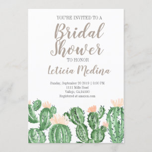 Cactus succulent wedding bridal shower invite