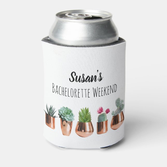 Cactus Succulents Bachelorette Weekend Party Favor Can Cooler (Can Back)