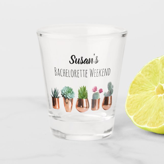 Cactus Succulents Bachelorette Weekend Party Favor Shot Glass (Front)