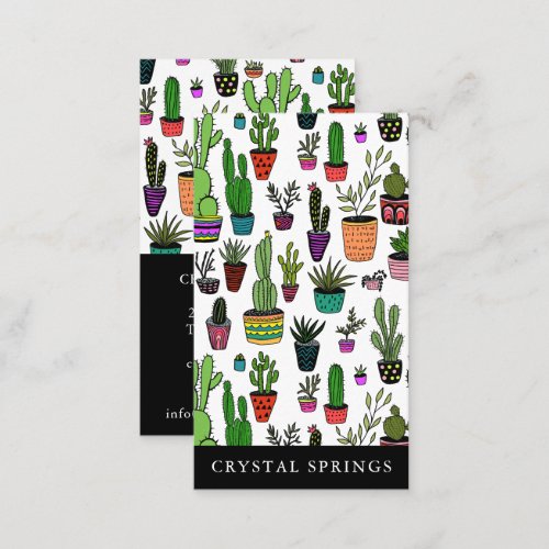 Cactus Succulents Botanical Plants Doodle Cute  Business Card