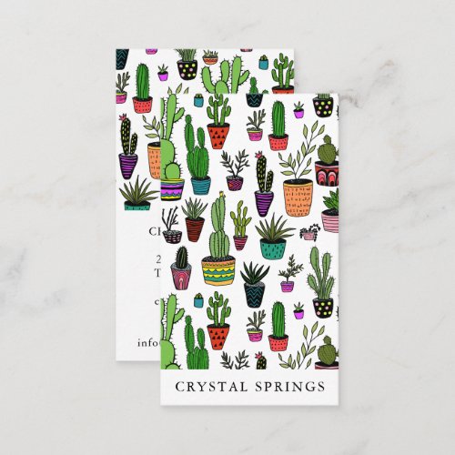 Cactus Succulents Botanical Plants Doodle Cute  Business Card