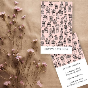 Cactus Succulents Botanical Plants Doodle Cute  Business Card