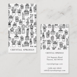 Cactus Succulents Botanical Plants Doodle Cute  Business Card