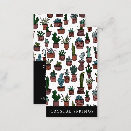 Cactus Succulents Botanical Plants Doodle Cute  Business Card