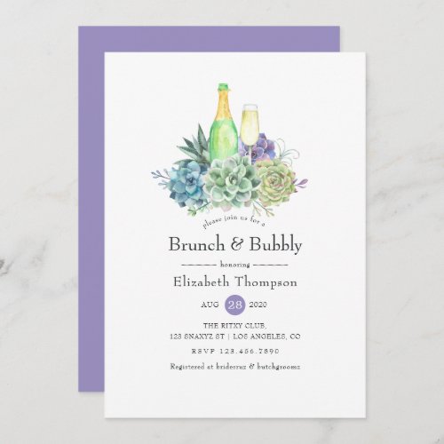 Cactus Succulents Brunch and Bubbly Bridal Shower Invitation