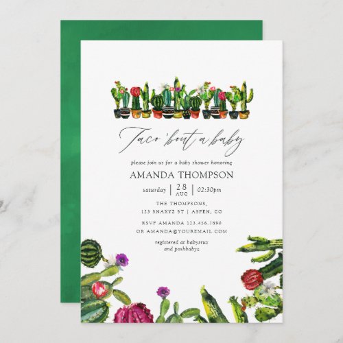 Cactus Succulents Fiesta Baby Shower Invitation