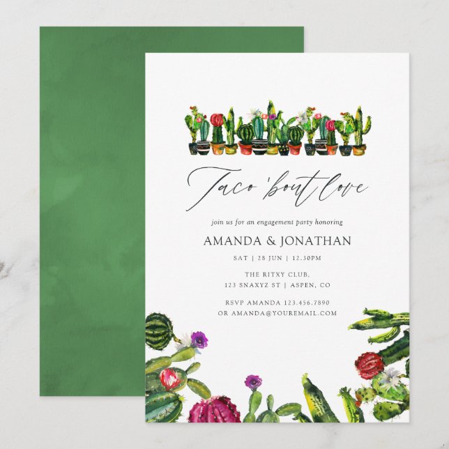 Cactus Succulents Fiesta Engagement Party Invitation (Front/Back)
