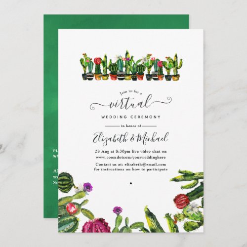 Cactus Succulents Fiesta Online Virtual Wedding Invitation