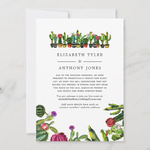Cactus Succulents Fiesta Reduced Wedding Guests Announcement