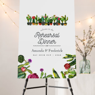 Cactus Succulents Fiesta Rehearsal Dinner Welcome Foam Board