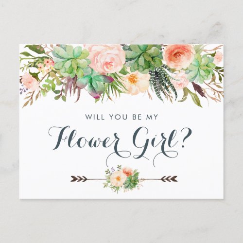 Cactus Succulents Floral Greenery Will You Be My Holiday Postcard