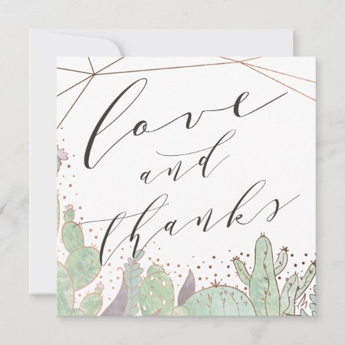 Cactus  Succulents Geo Love and Thanks Square Thank You Card