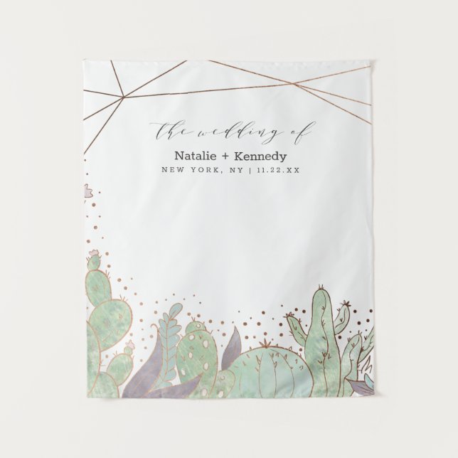 Cactus & Succulents Geometric Photo Booth Backdrop (Front)