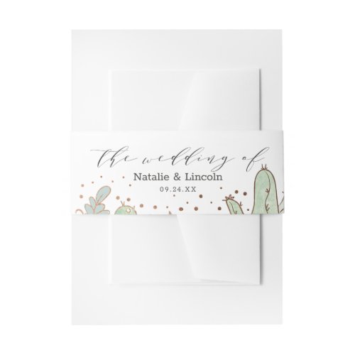 Cactus  Succulents Geometric Wedding Monogram Invitation Belly Band