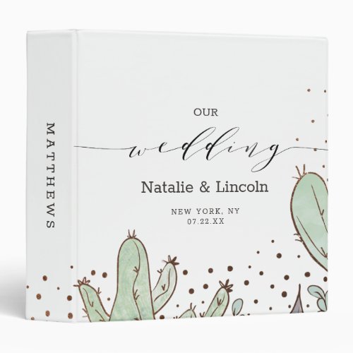 Cactus  Succulents Geometric Wedding Photo Album 3 Ring Binder