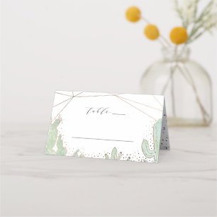 Cactus & Succulents Geometric Wedding Table Number Place Card