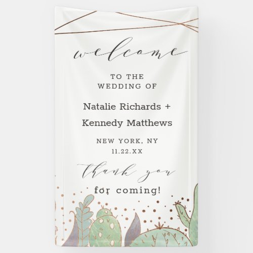 Cactus  Succulents Geometric Wedding Welcome Banner