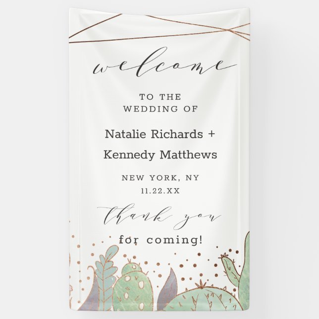 Cactus & Succulents Geometric Wedding Welcome Banner (Vertical)