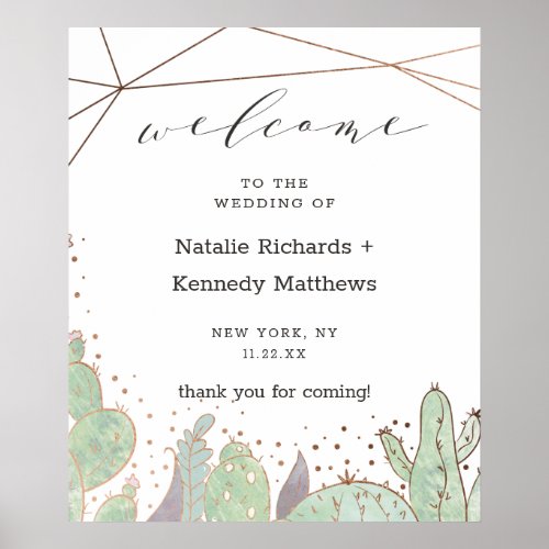 Cactus  Succulents Geometric Wedding Welcome Sign