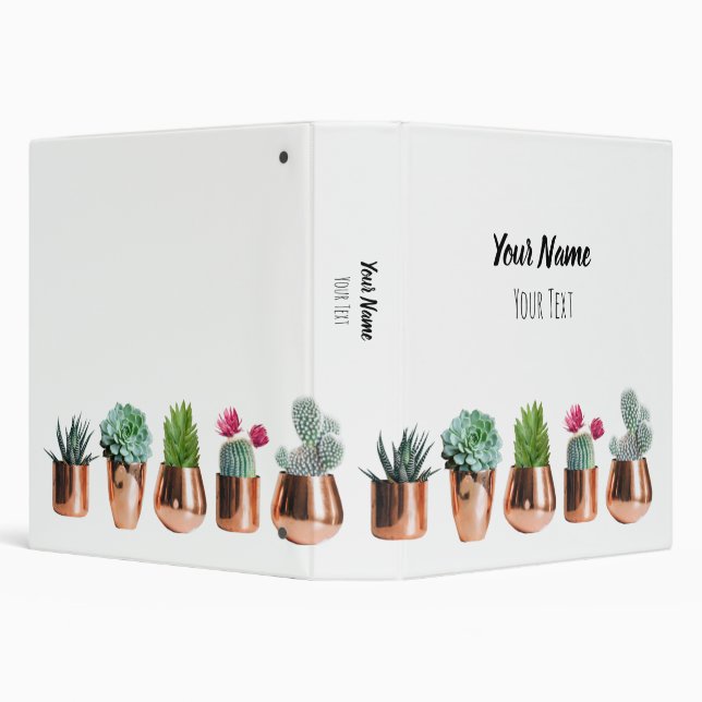 Cactus & Succulents in Rose Gold Pots 3 Ring Binder (Background)