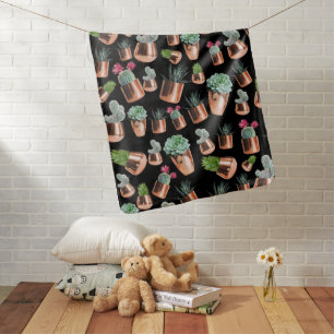 Cactus & Succulents in Rose Gold Pots Baby Blanket