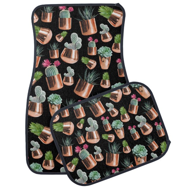 Cactus & Succulents in Rose Gold Pots  Car Floor Mat (Set)
