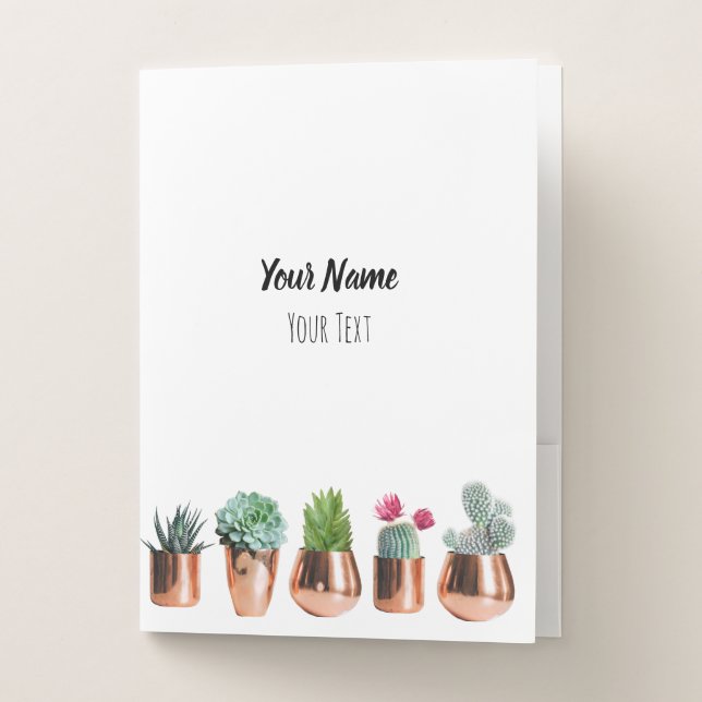 Cactus & Succulents in Rose Gold Pots Pocket Folder (Front)