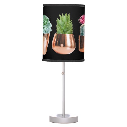 Cactus  Succulents in Rose Gold Pots Table Lamp