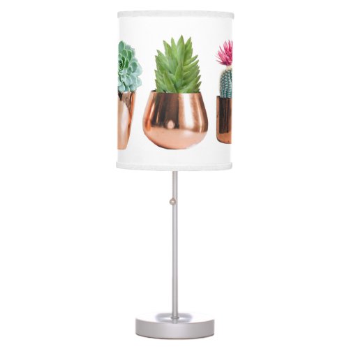 Cactus  Succulents in Rose Gold Pots  Table Lamp