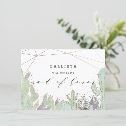 Cactus  Succulents Maid of Honor Proposal Card