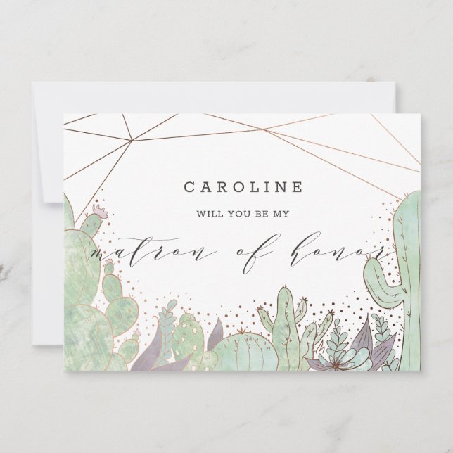 Cactus & Succulents Matron of Honor Proposal Card (Front)