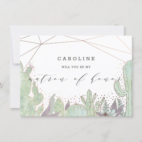 Cactus  Succulents Matron of Honor Proposal Card