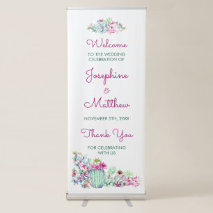 Cactus Succulents Personalized Wedding Retractable Banner