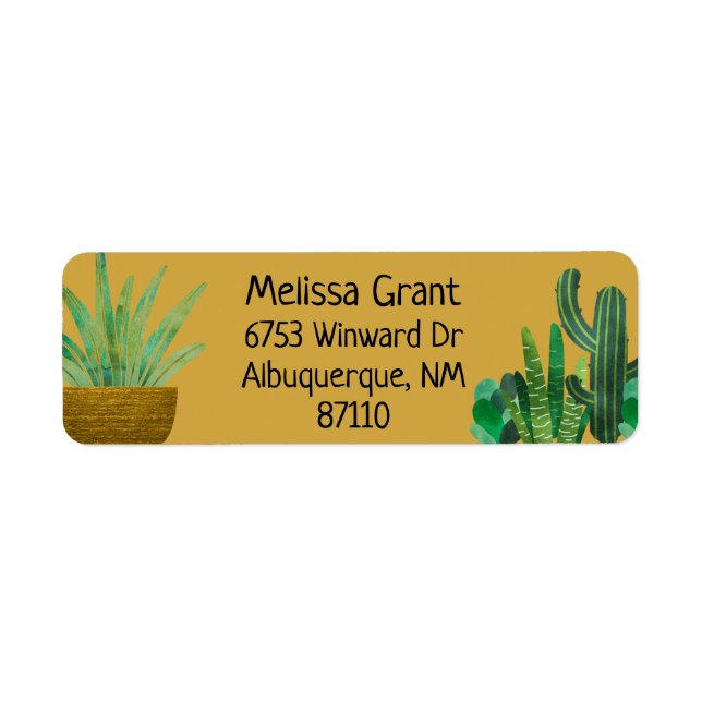Cactus, Succulents, To From, Crafty, Return  Label (Front)