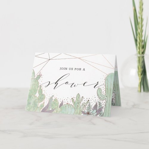 Cactus  Succulents Trendy Couples Wedding Shower Invitation