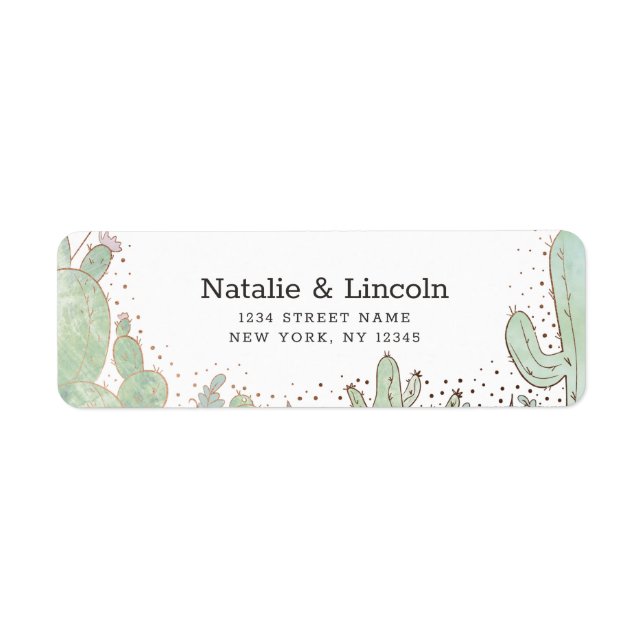 Cactus & Succulents Trendy Wedding Return Address Label (Front)
