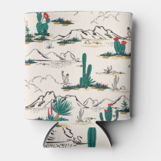 Cactus Succulents: Vintage Desert Floral. Can Cooler