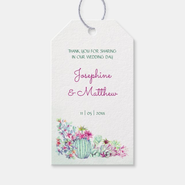 Cactus & Succulents Wedding Favor Tags (Front)