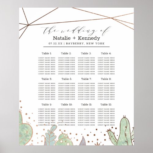 Cactus  Succulents Wedding Table Seating Chart