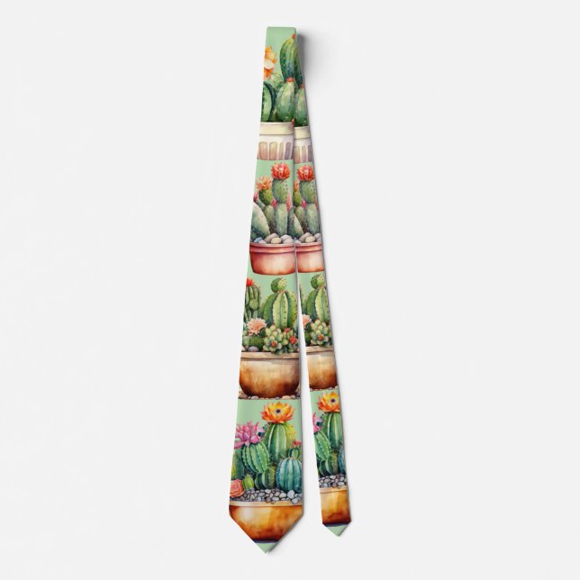 Cactus Summer Arizona Desert Hot Plants Neck Tie (Front)