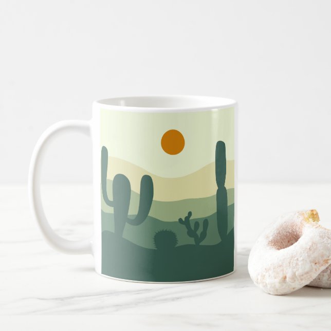 cactus, sun and desert  coffee mug (With Donut)