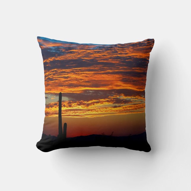 Cactus Sunrise Throw Pillow (Front)