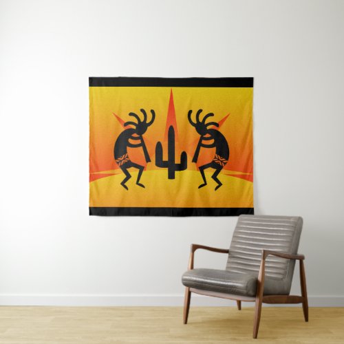 Cactus Sunset Desert Kokopelli Southwest Design Tapestry