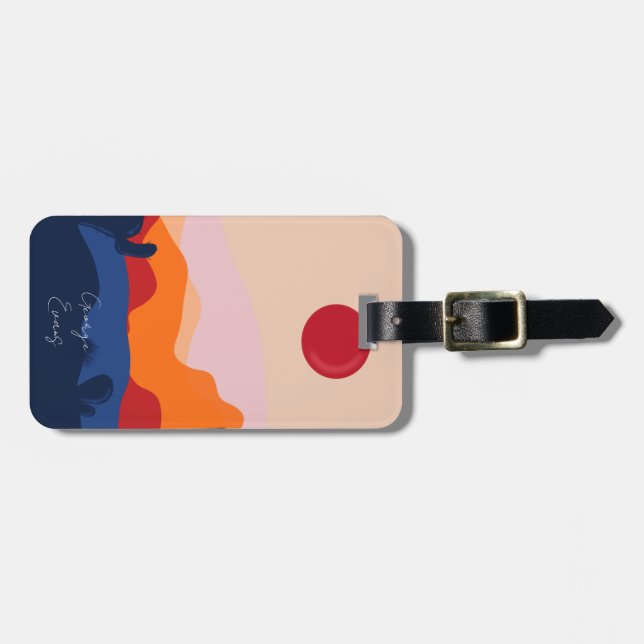 Cactus sunset design personalized luggage tag (Front Horizontal)