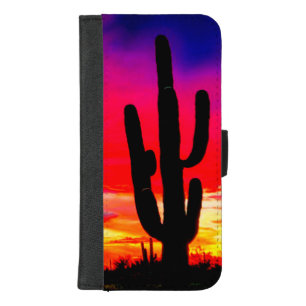 Cactus Sunset Red Pink Blue Orange iPhone 8/7 Plus Wallet Case